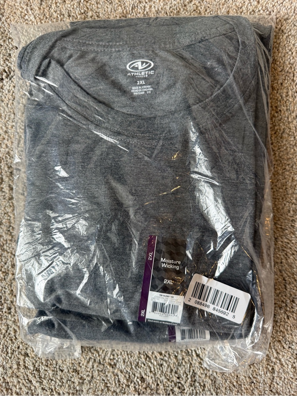 Men’s Moisture-Wicking Crew T-Shirt - Charcoal Gray, 2XL, 2 pack